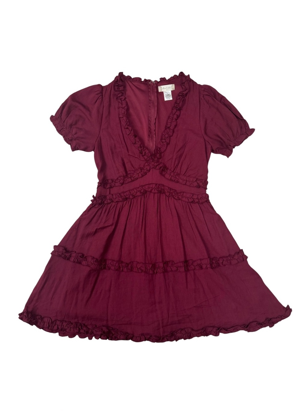 Altar'd State Wine-Red Ruffle Tiered Dress